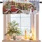 Christmas Valances for Windows, Truck Snowman Kitchen Curtain Valances, Farmhouse Window Treatments, Christmas Rod Pocket Valance for Bathroom 54'' W x 18'' L, 1 Panel